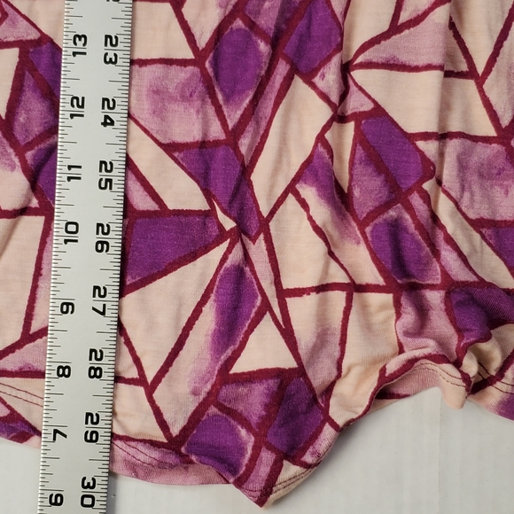 LOGO by Lori Goldstein Printed Cotton Modal Top Pink Purple sz XL2 Side Pockets - Picture 6 of 10